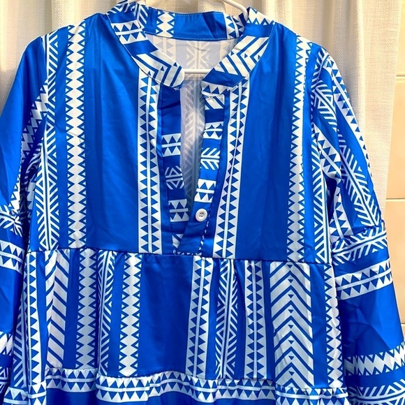 Women’s Blue & White Polyester Beach Coverup Dress - Picture 2 of 8